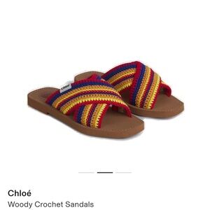 Chloe Woody Multicolored Crochet Sandals 41